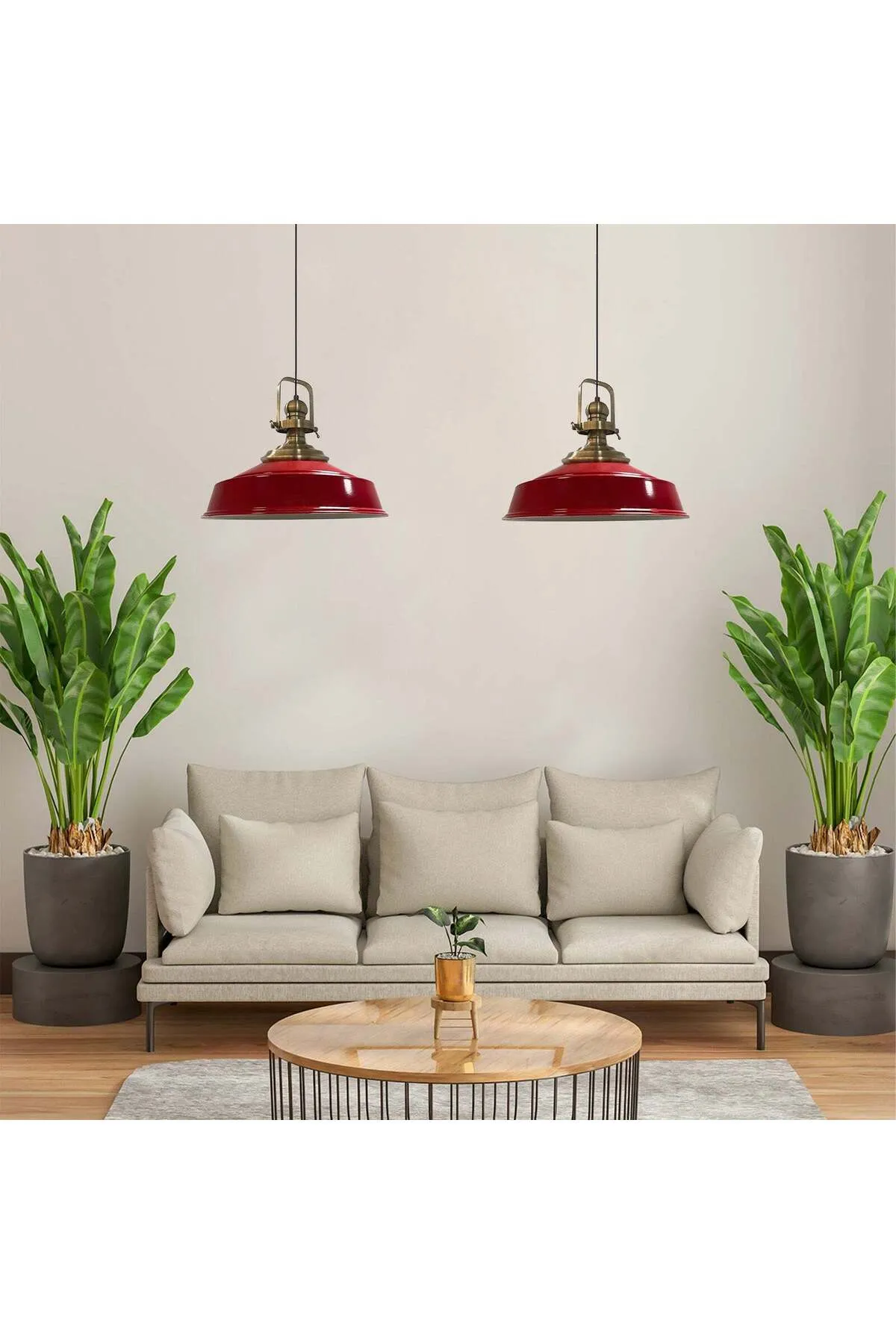 Bamyum  Pendelleuchte Asletl, 2 Flammig Metall 41 cm, Rot Lampe