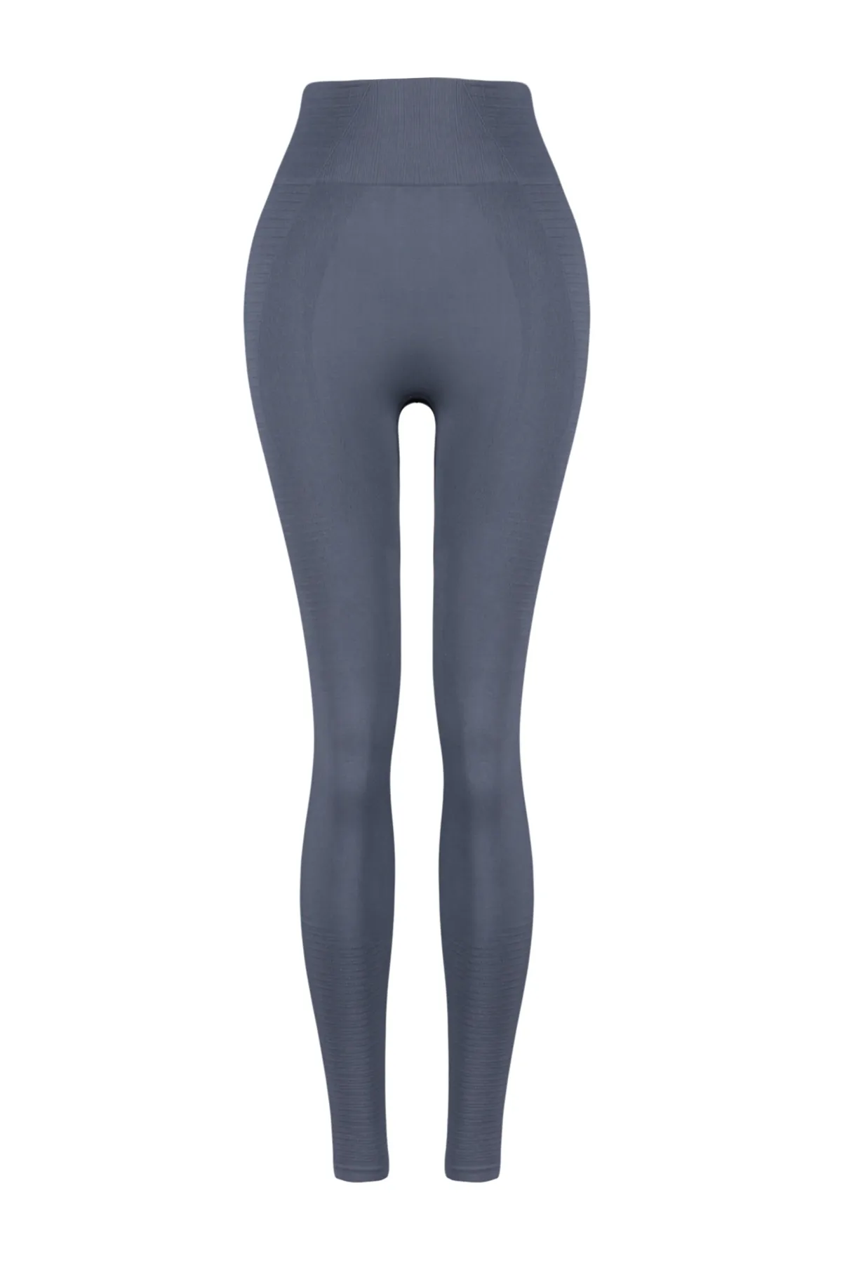Trendyol Collection  Anthrazitfarbene nahtlose/nahtlos strukturierte, selbstgemusterte gestrickte Sport-Leggings in voller Länge THMSS24TY00031
