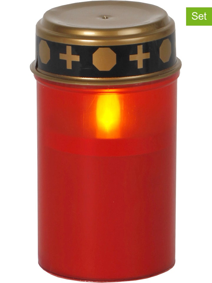STAR Trading 4er-Set: LED-Grablichter ''Serene'' in Rot/ Gold - (H)12 x Ø 7 cm günstig kaufen onesize