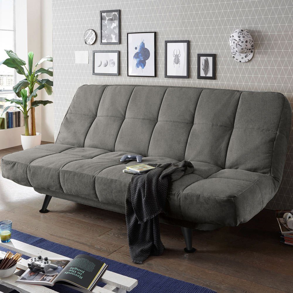 Lomadox Schlafsofa INSUL-09, mit Bettkasten in 208x134 cm, in der Farbe stone