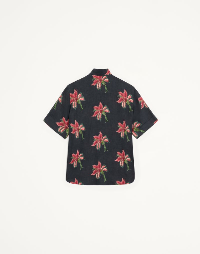 Camisa de linho com estampa floral