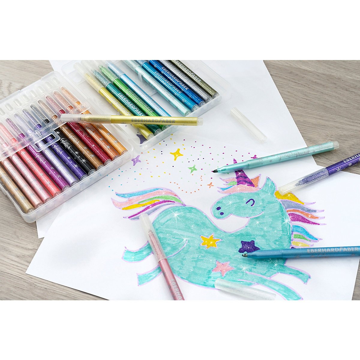 Glitter-Fasermaler, 24 Farben