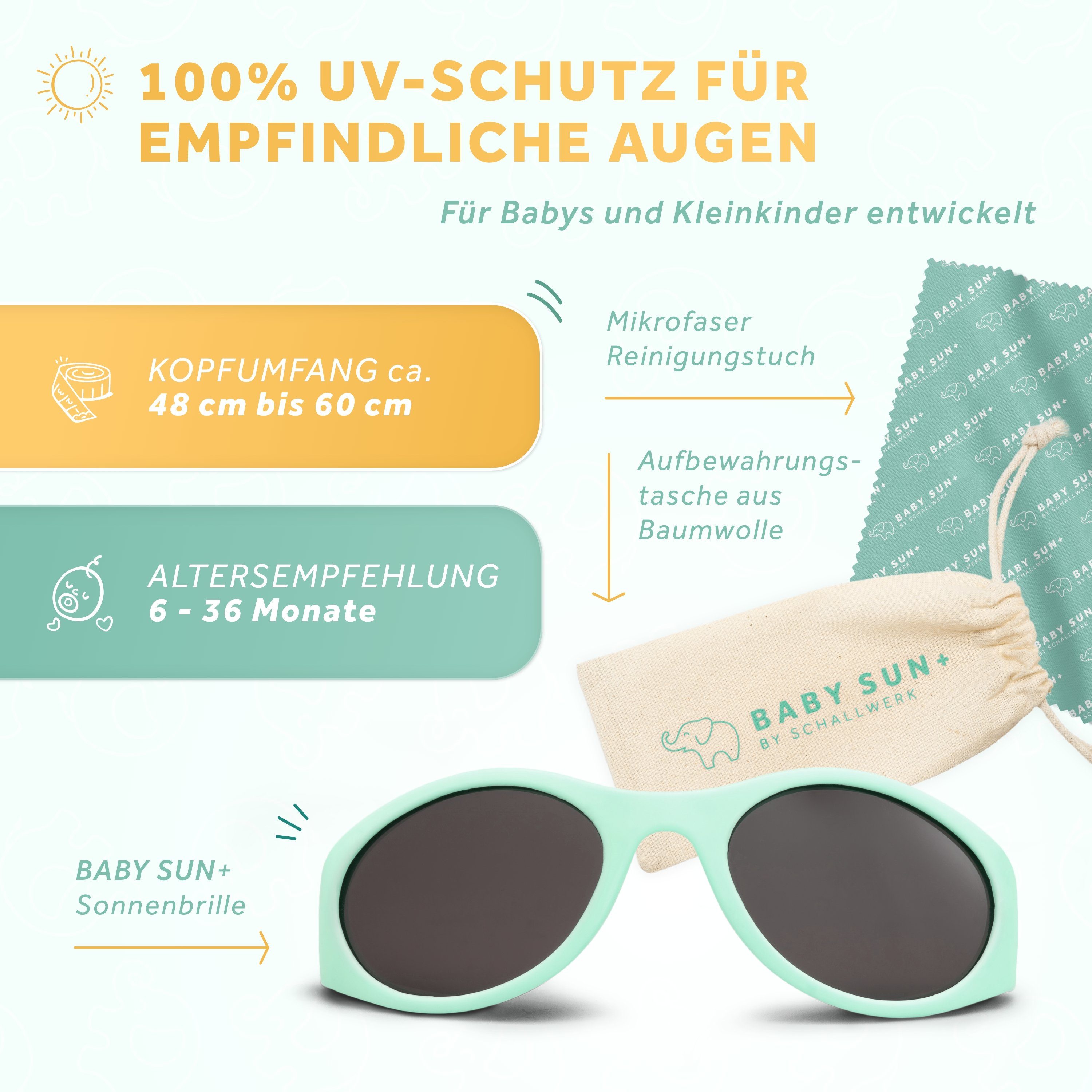 Schallwerk Babyschale SCHALLWERK ® Baby Sun+ Hochwertige Sonnenbrille Kinder 6-36 Monaten