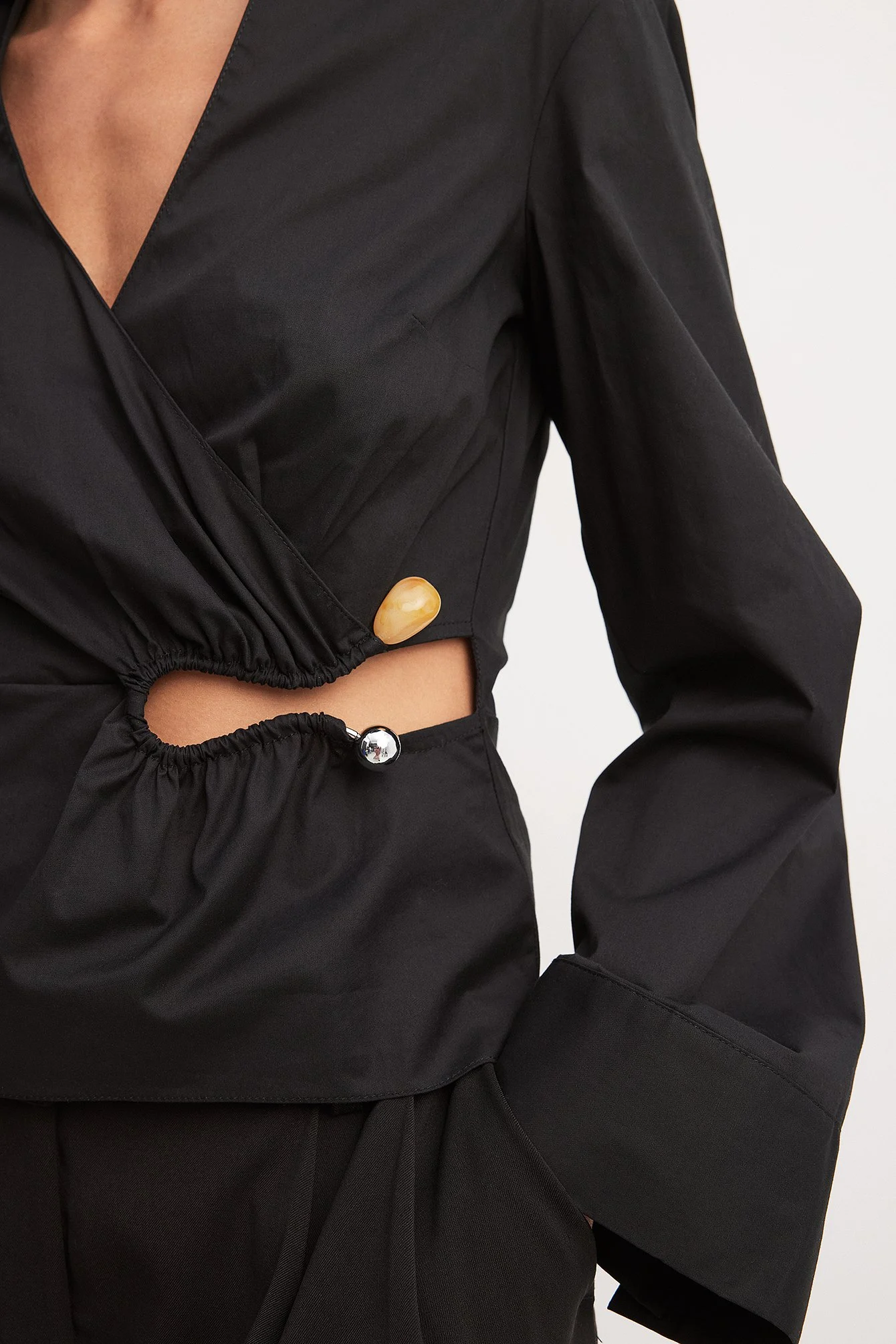 Cut Out Metal Detail Cotton Shirt