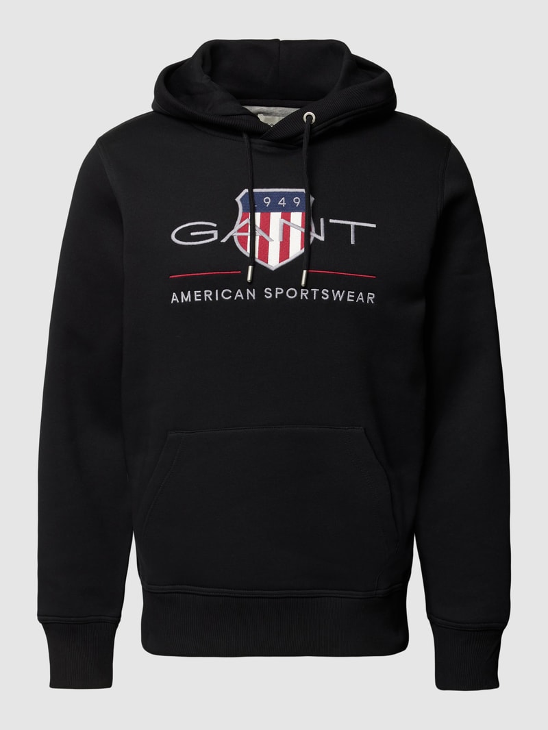 Hoodie mit Label-Stitching Modell 'ARCHIVE SHIELD' in schwarz