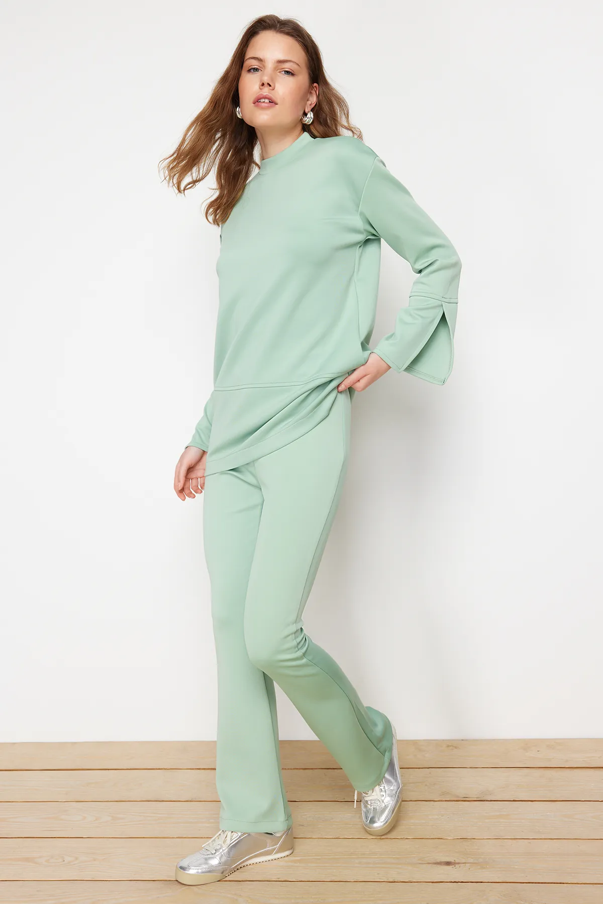 Trendyol Modest  Mint Diver/Scuba Strick-Ober- und Unterteil-Set TCTSS24US00050