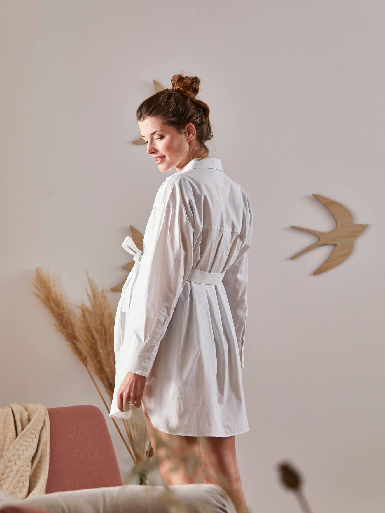 Chemise liquette grossesse et allaitement popeline blanc