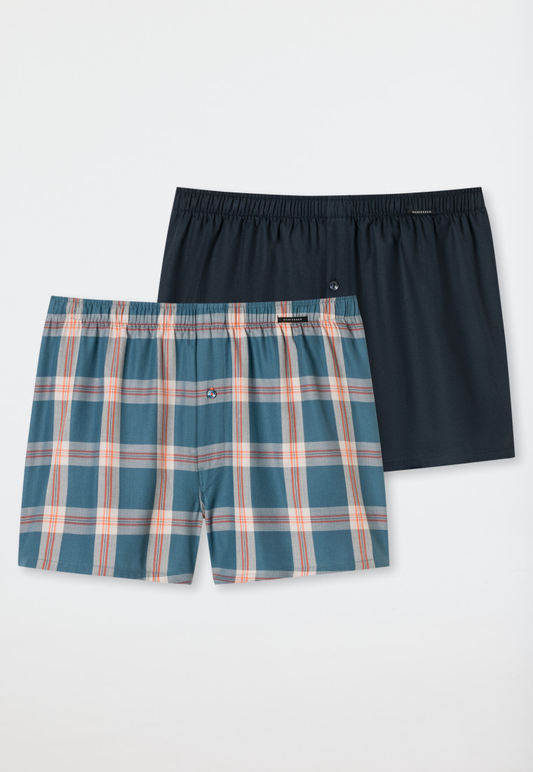 Boxershorts 2er-Pack Webware uni & kariert - Boxershorts Multipacks