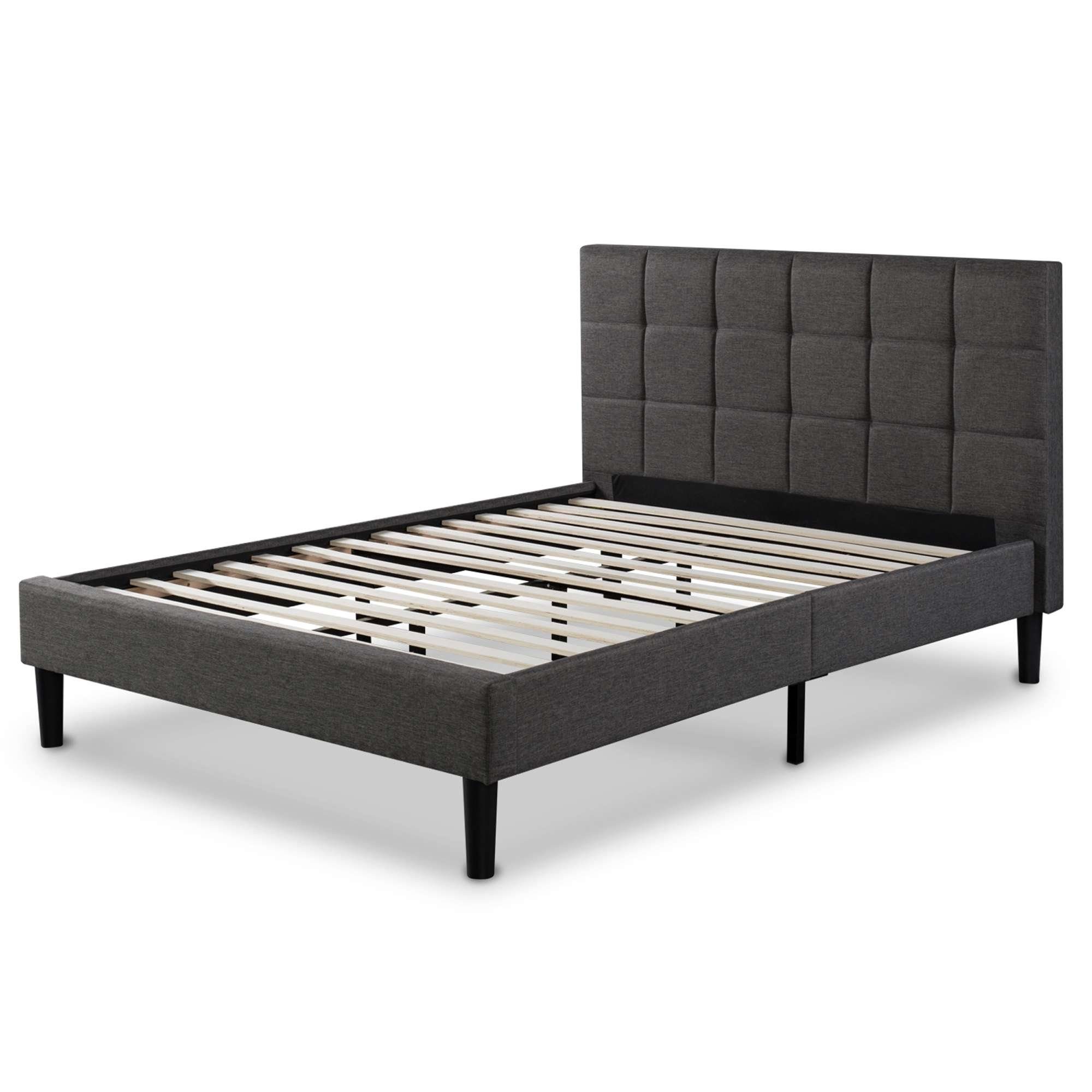 ZINUS Polsterbett LOTTIE Grauer Bettrahmen mit Gepolstertem und Genähtem Kopfteil (bed)