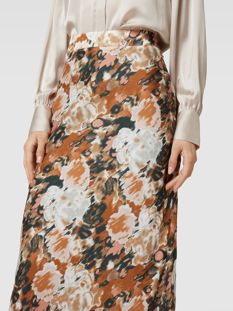 Maxirock mit Allover-Muster in camel