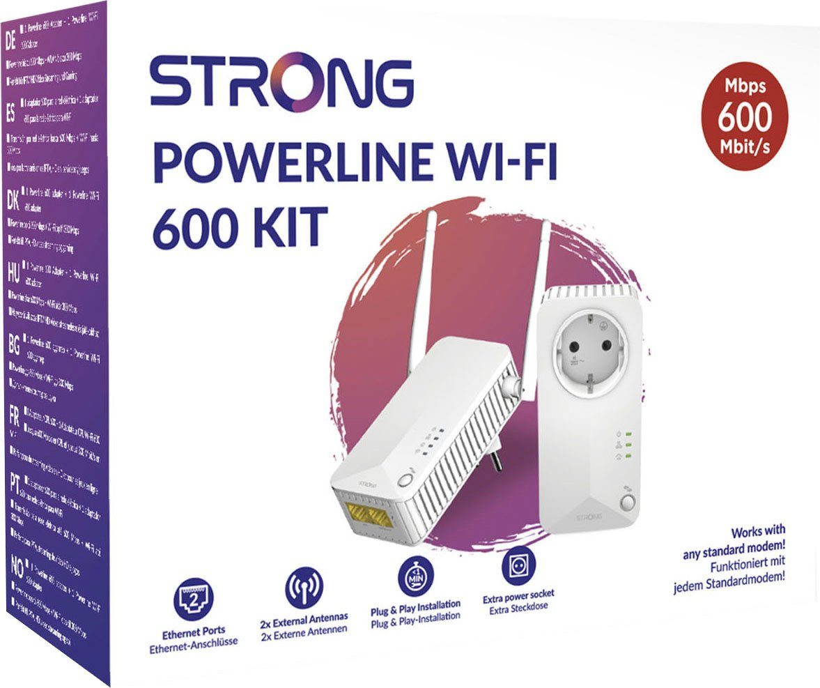 Strong POWERLINE 600 KIT Reichweitenverstärker, Powerline 600 Mbit/s, WiFi, 2 Einheiten