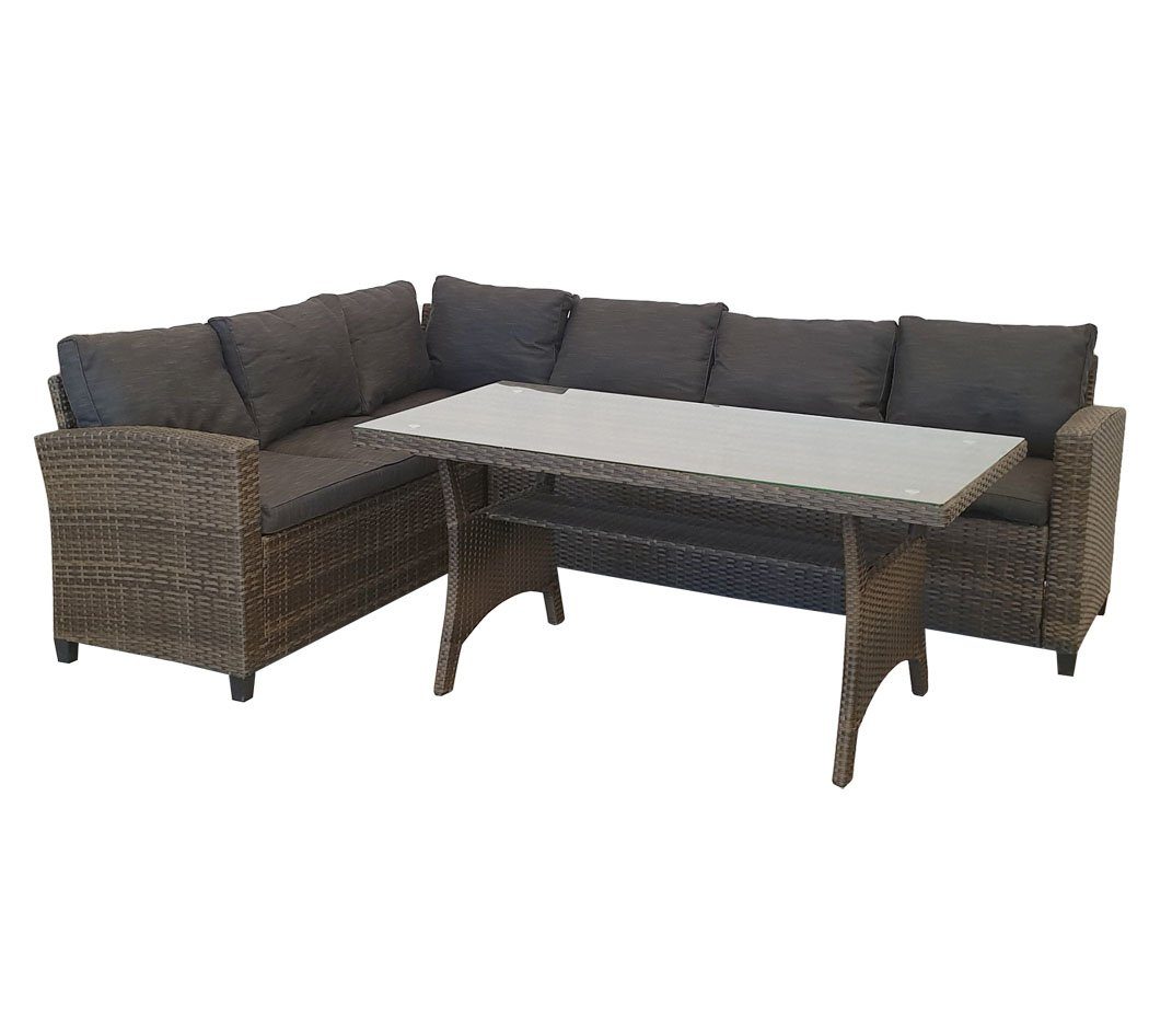KMH Gartenlounge-Set Polyrattan Set *Hannover* natur-braun (106117)