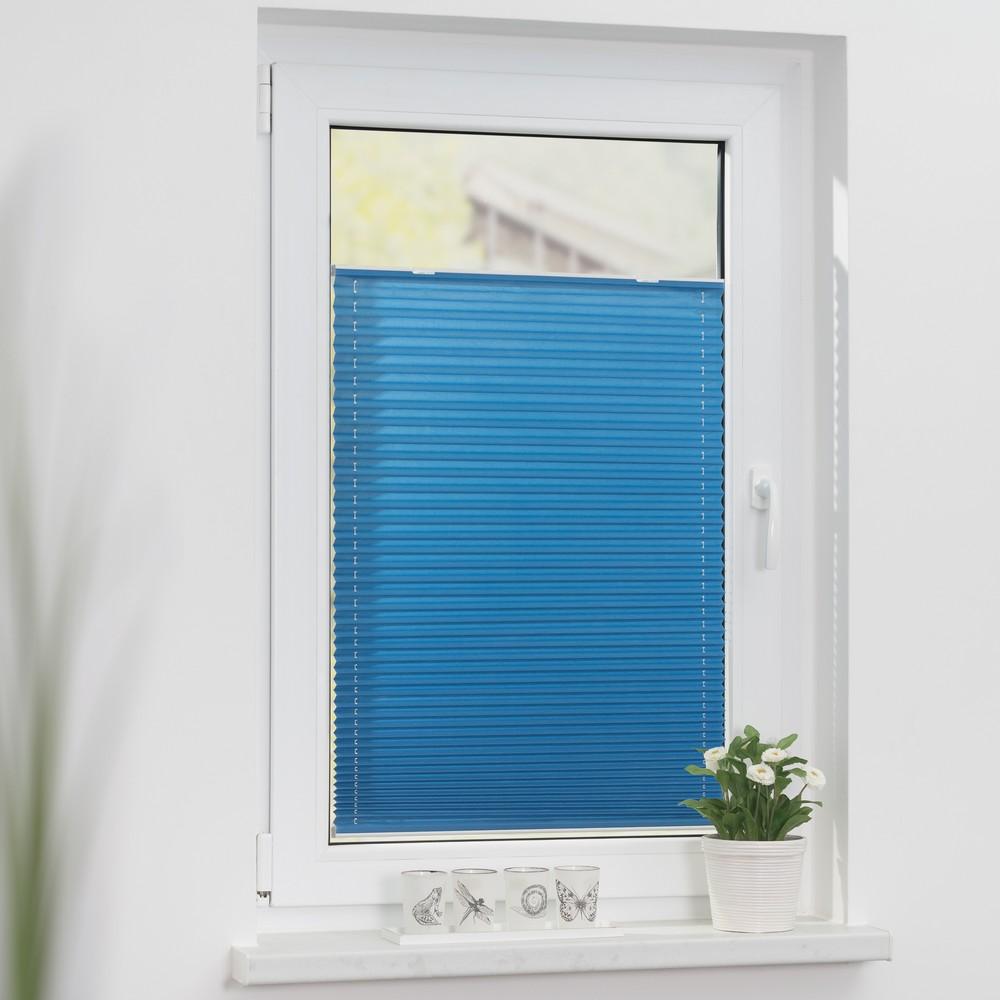 Lichtblick Plissee Haftfix, ohne Bohren Blau, 50 cm x 130 cm (B x L)