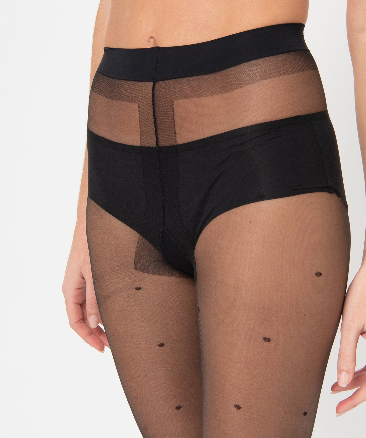 Collant femme transparent à motifs plumetis infaillible noir | GEMO