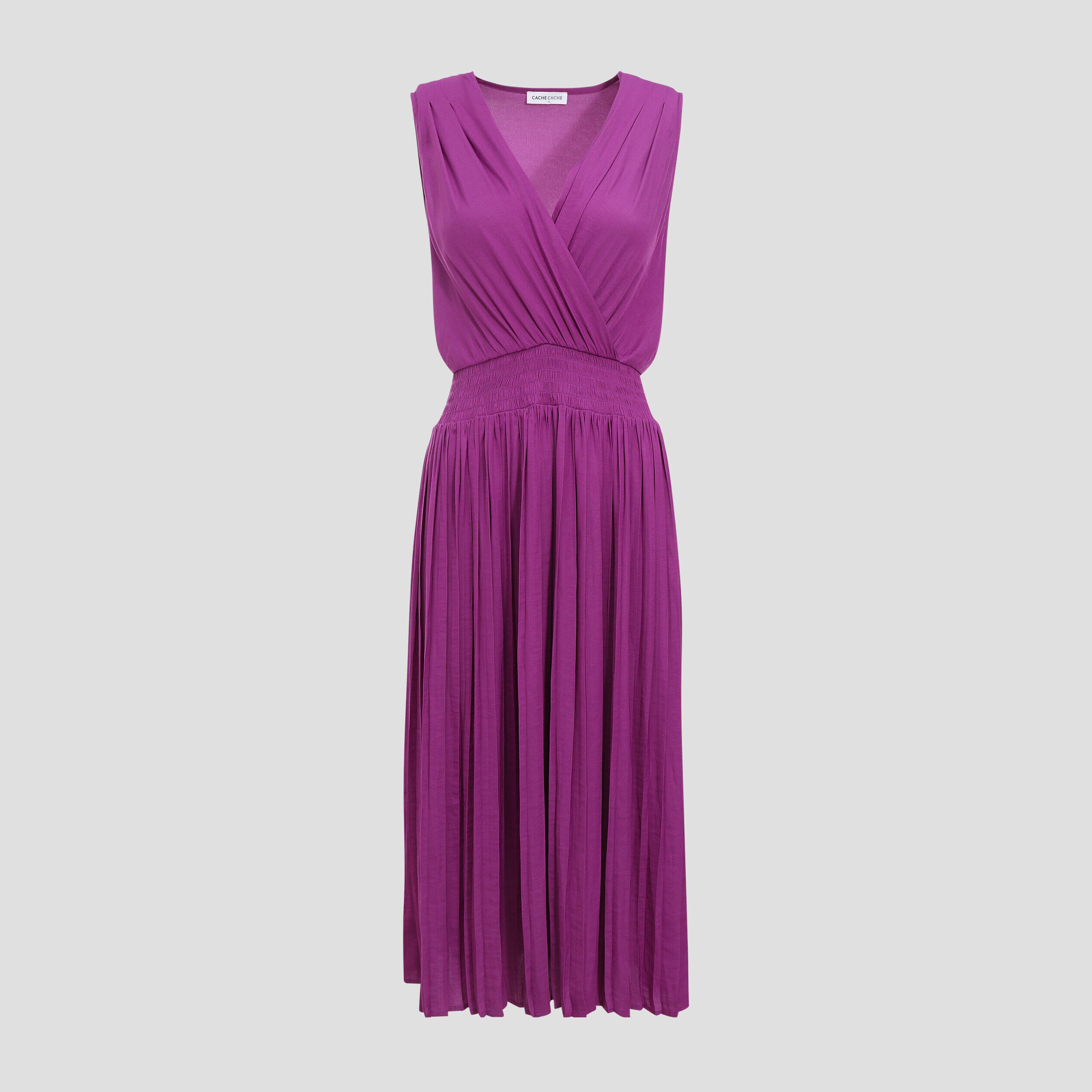Robe midi évasée cache-coeur violet femme | Cache Cache