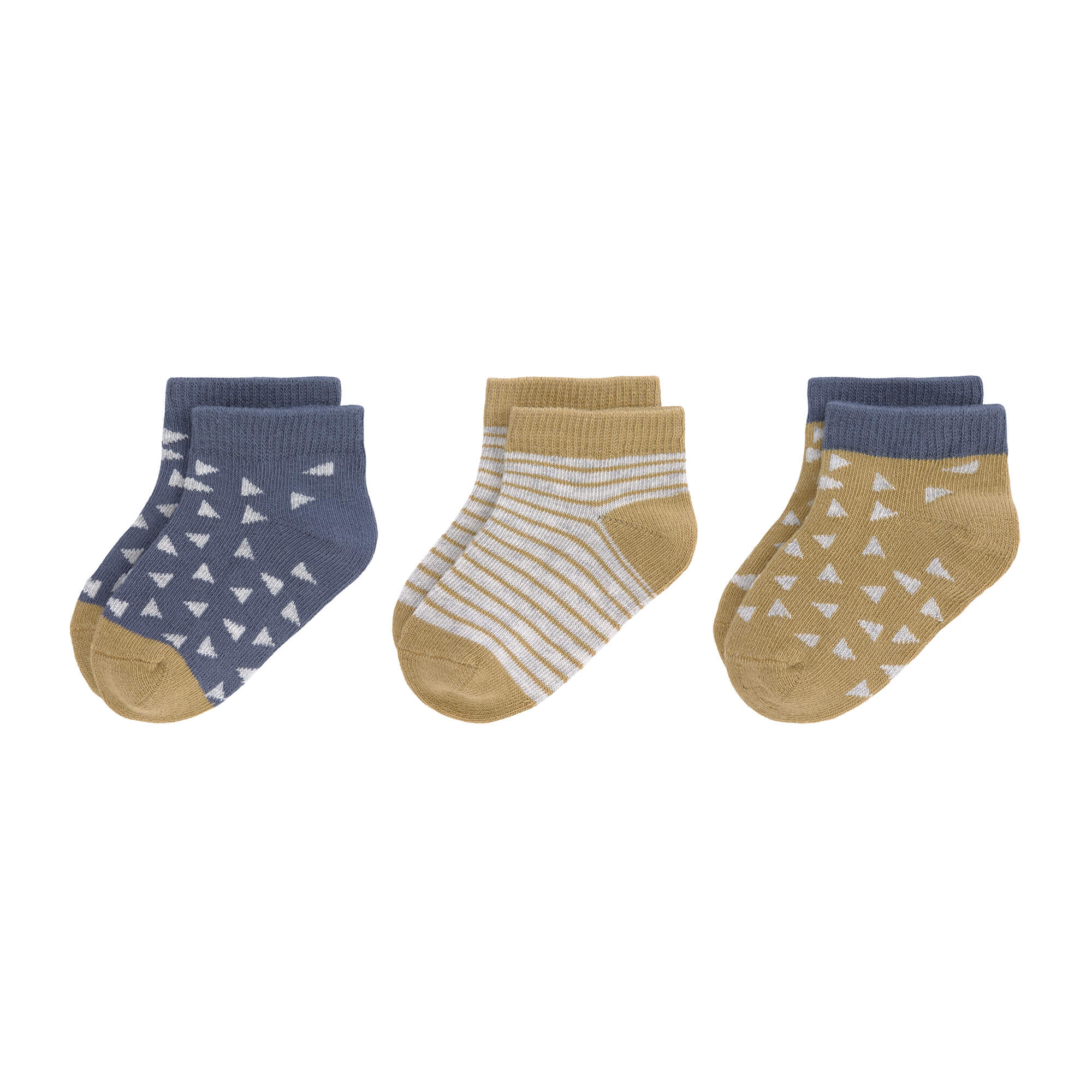 Kinder Sneaker Socken (3er-Set), Curry Blau