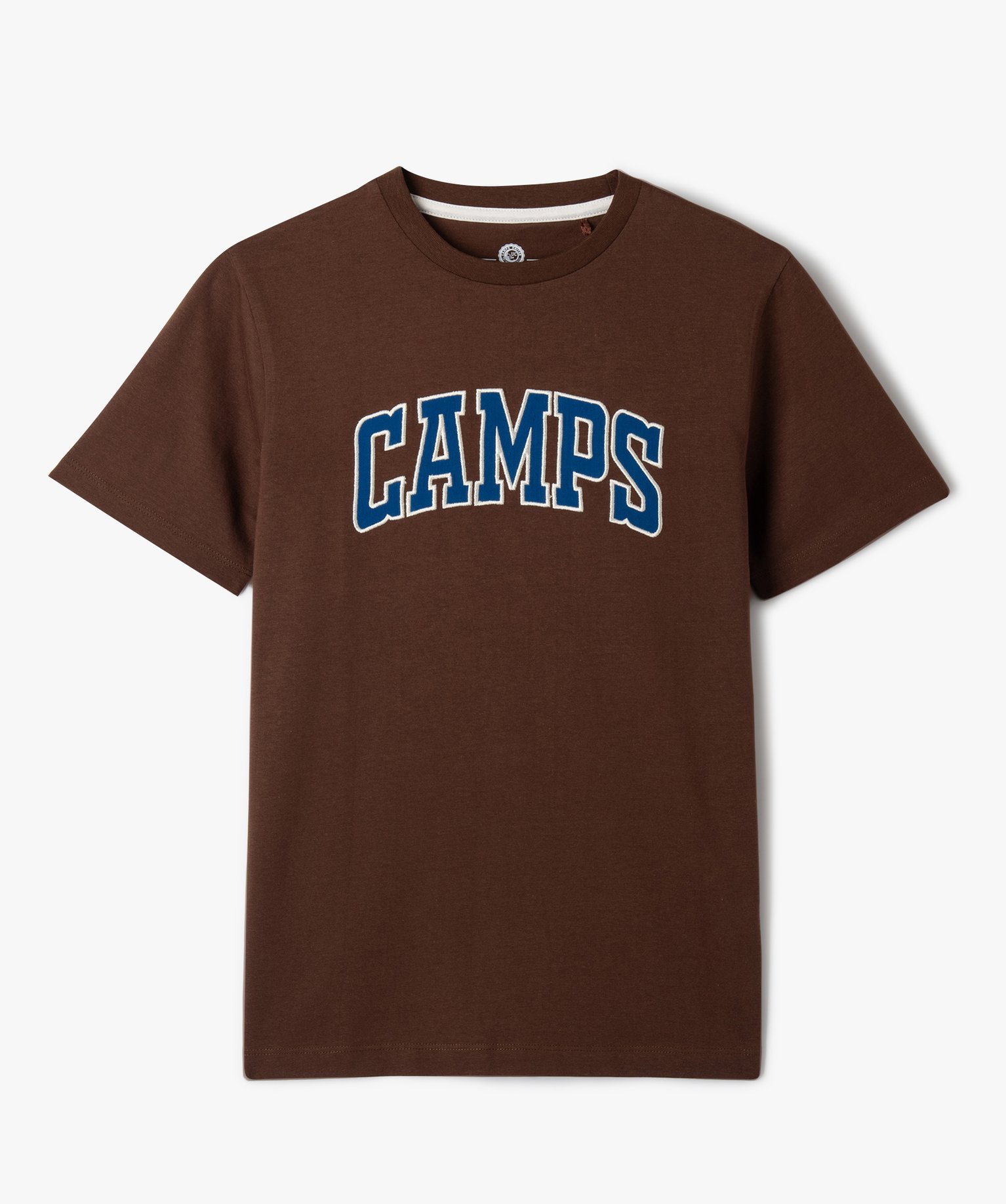 Tee-shirt à manches courtes avec inscription brodée garo... marron | GEMO