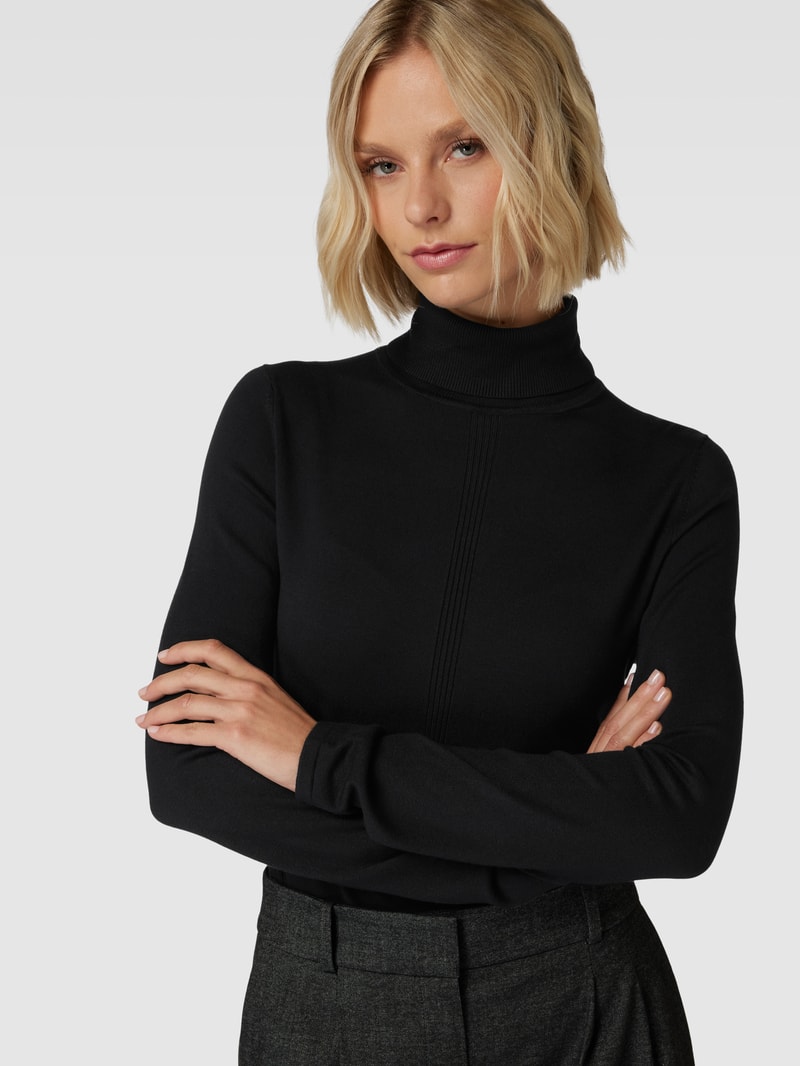 Strickpullover mit Rollkragen in schwarz