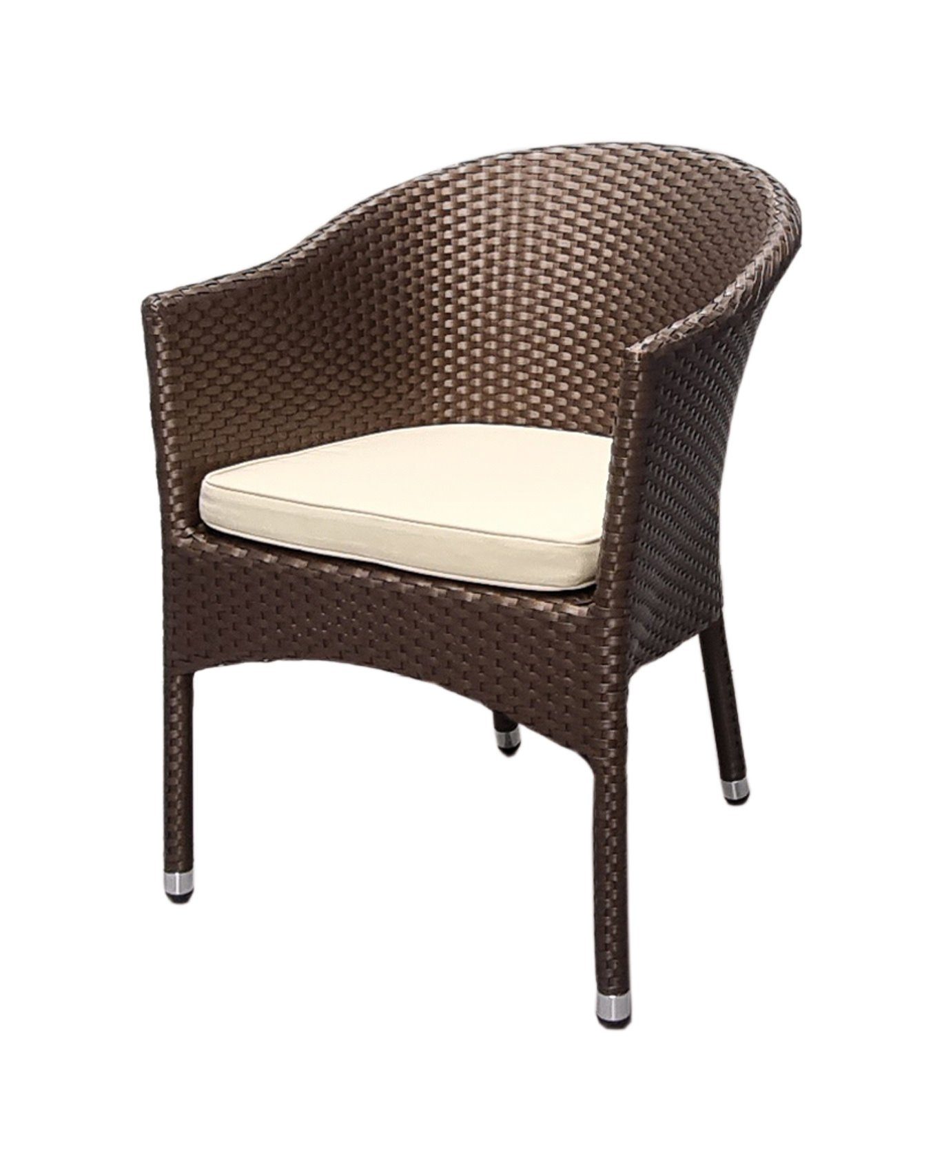 Konway Stapelstuhl LUGANO (4 St), 4x KONWAY® LUGANO Stapelsessel Mokka + Kissen Polyrattan Sessel