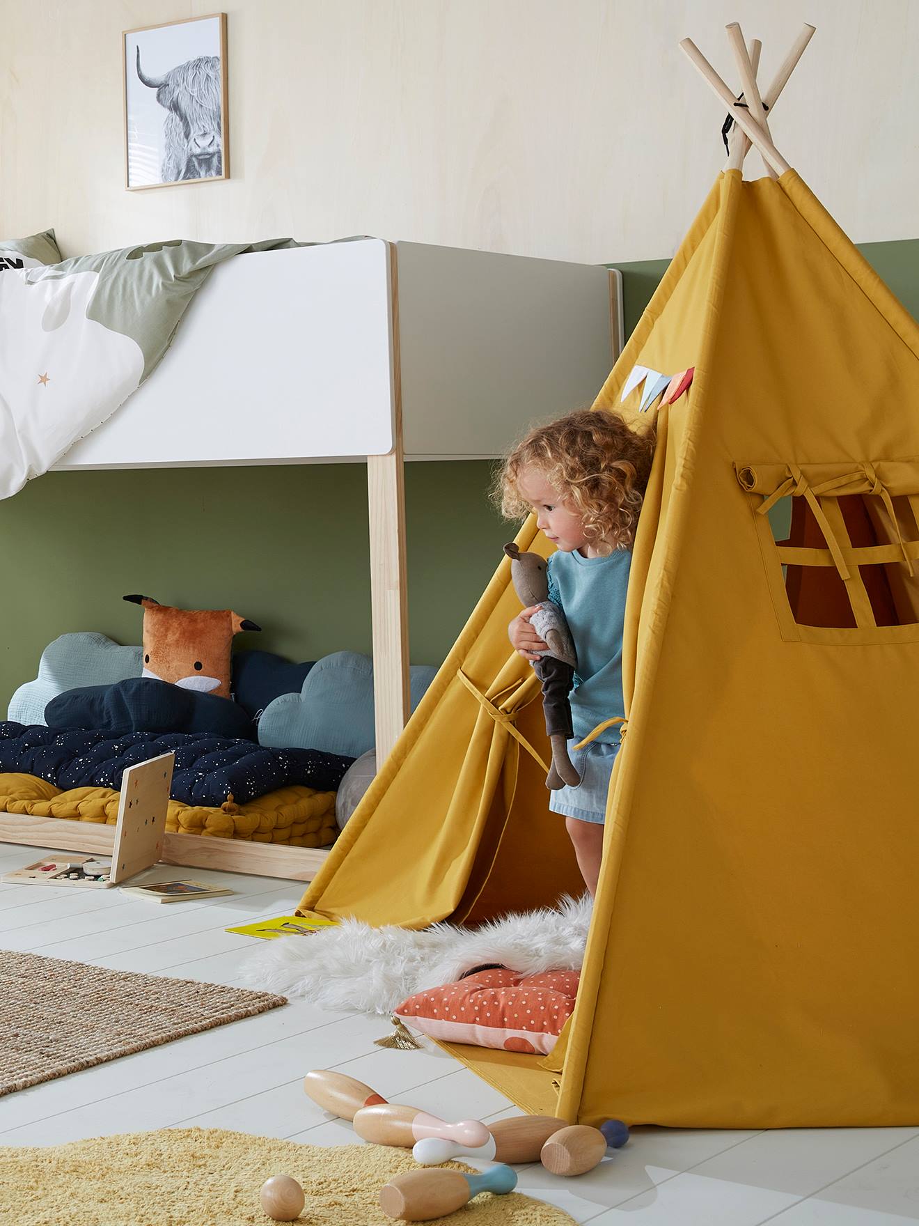 Vertbaudet Kinder Spielzelt, Tipi FALKE - wollweiß