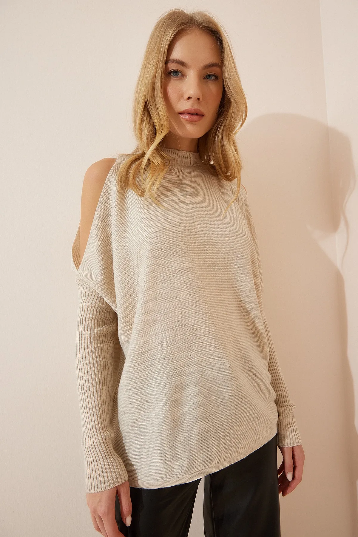 Happiness İstanbul  Pullover - Beige - Oversized