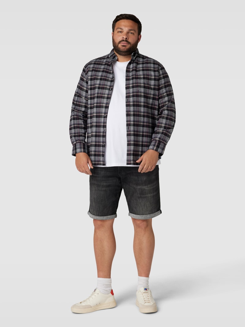 PLUS SIZE Jeansshorts mit fixierten Beinumschlägen Modell 'RICK' in schwarz