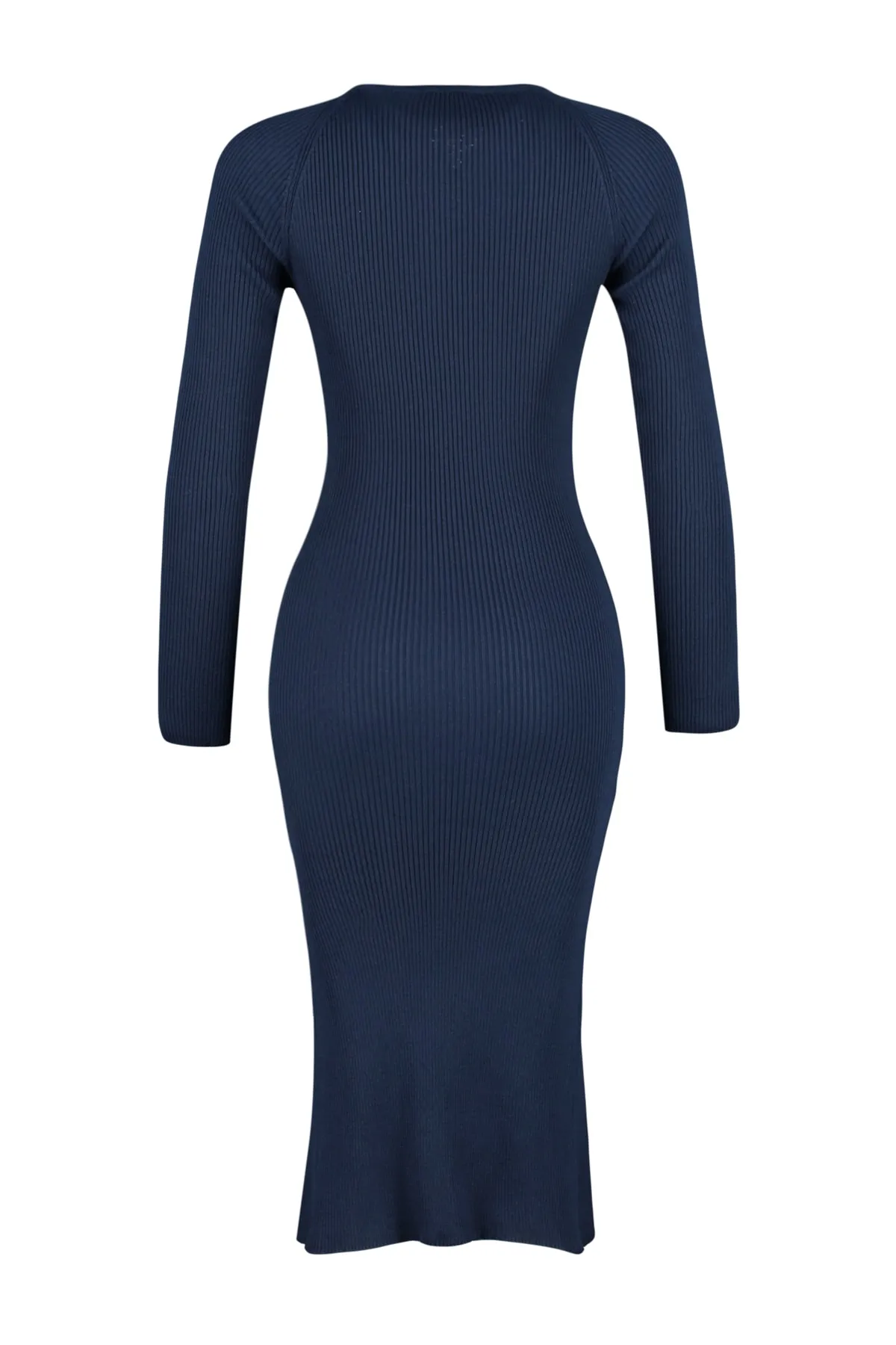 Trendyol Collection  Marineblaues Midi-Strickkleid mit Rundhalsausschnitt TWOAW23EL00023