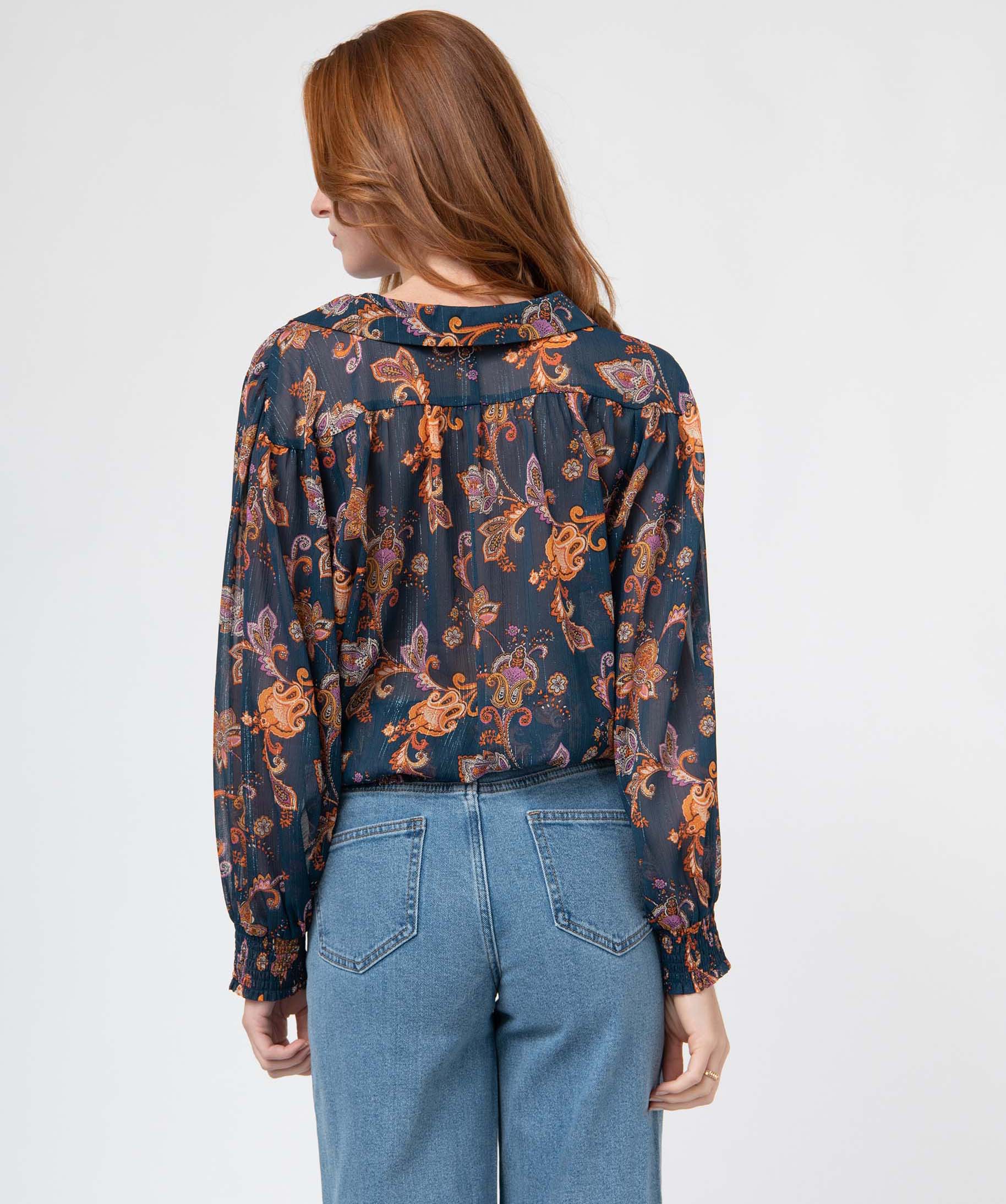 Blouse femme à motifs et rayures scintillantes imprime | GEMO