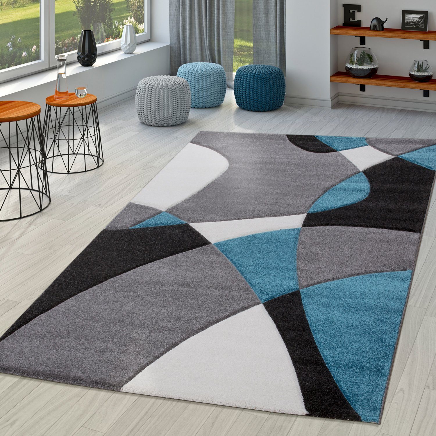 Teppich Wohnzimmer Teppich Moderner Kurzflor 3D Optik, TT Home, rechteckig, Höhe: 16 mm