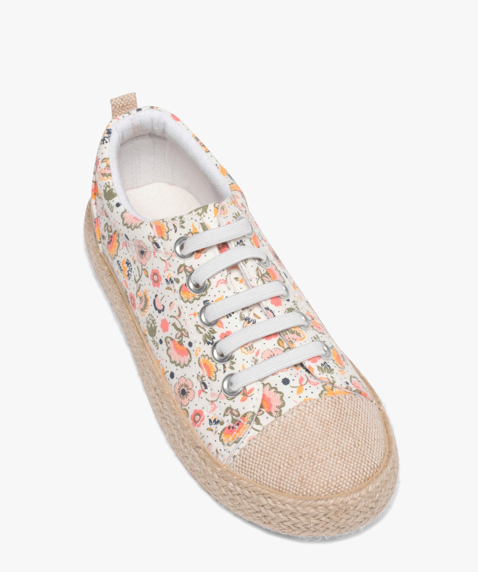Baskets fille en toile avec semelle en corde imprime | GEMO
