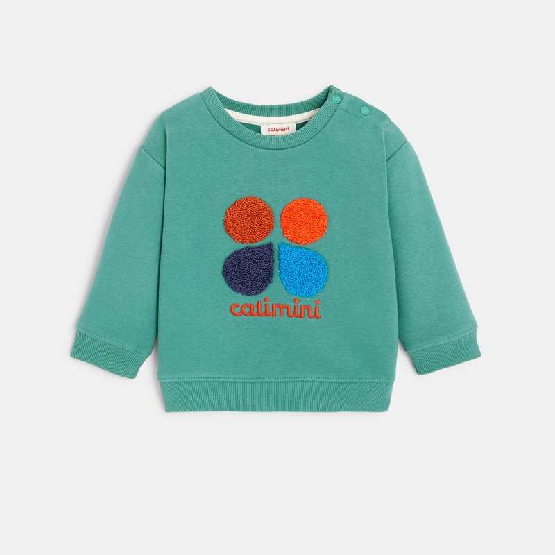 Sweat bébé molleton brodé vert bleuté naissance Catimini