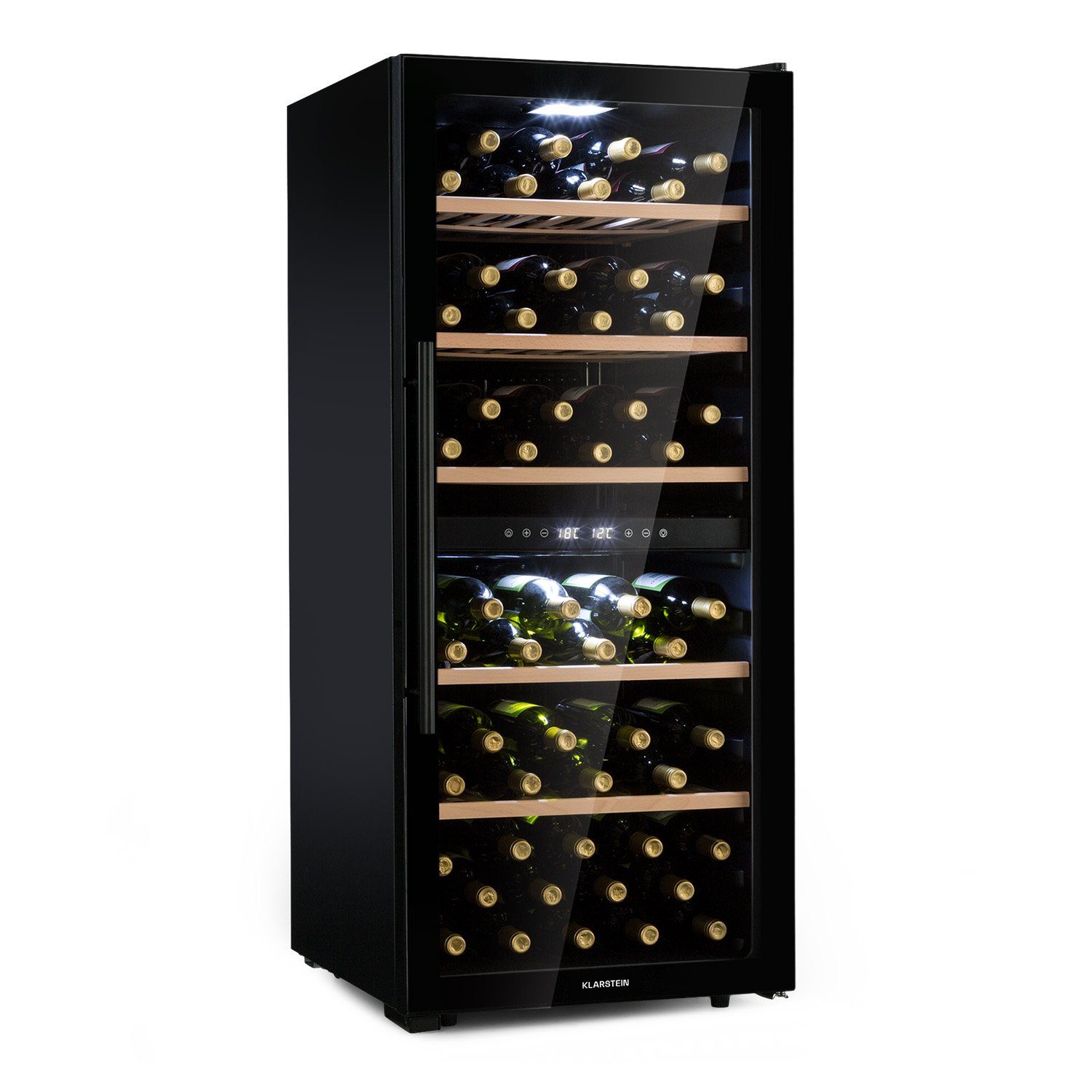 Klarstein Weinkühlschrank Barossa 34 Duo, für 34 Standardflaschen á 0,75l,2 Zonen Wein Flaschenkühlschrank Weintemperierschrank Weinschrank