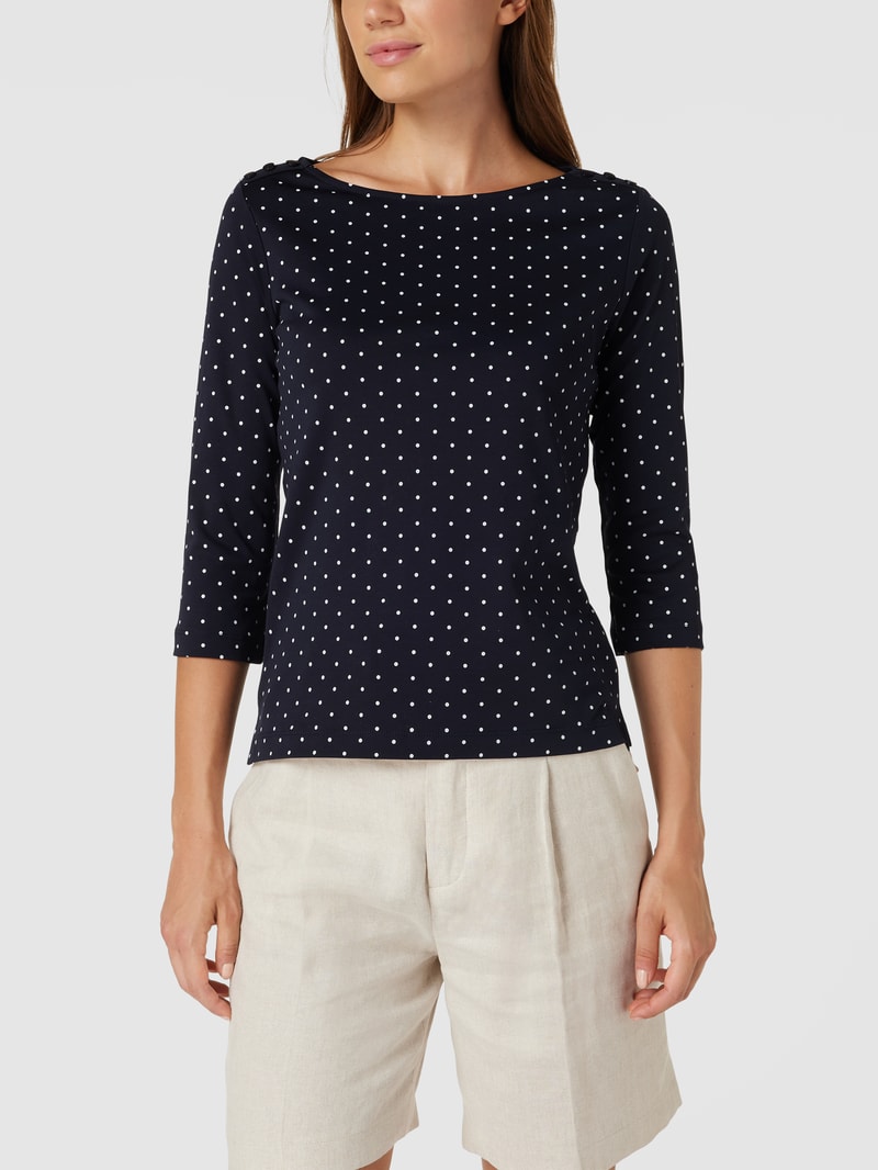 Longsleeve mit Polka Dots in dunkelblau
