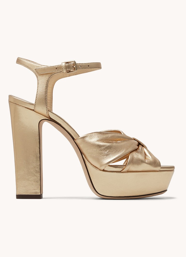 Sandale Jimmy Choo Heloise 120 din piele de miel cu finisaj metalic.