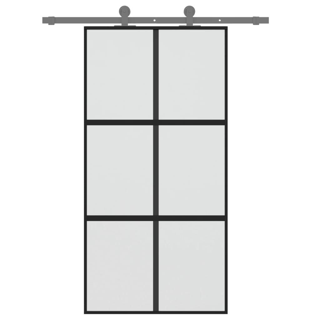 vidaXL Zimmertür Schiebetür Zimmertür Innentür Glas Schwarz 102,5x205 cm Hartglas und A