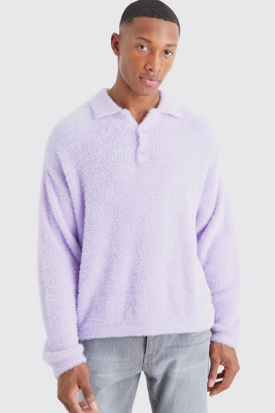 Kastiges flauschiges Poloshirt