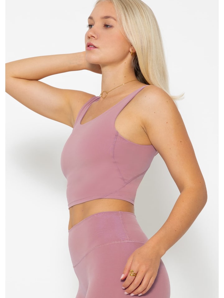 SASSYCLASSY Sport BH mit breiten Trägern und Rückenausschnitt in Rosa günstig kaufen