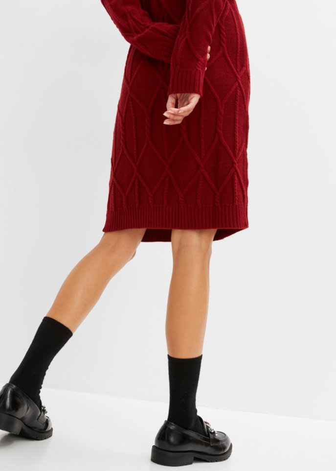 Strickkleid mit Zopfmuster