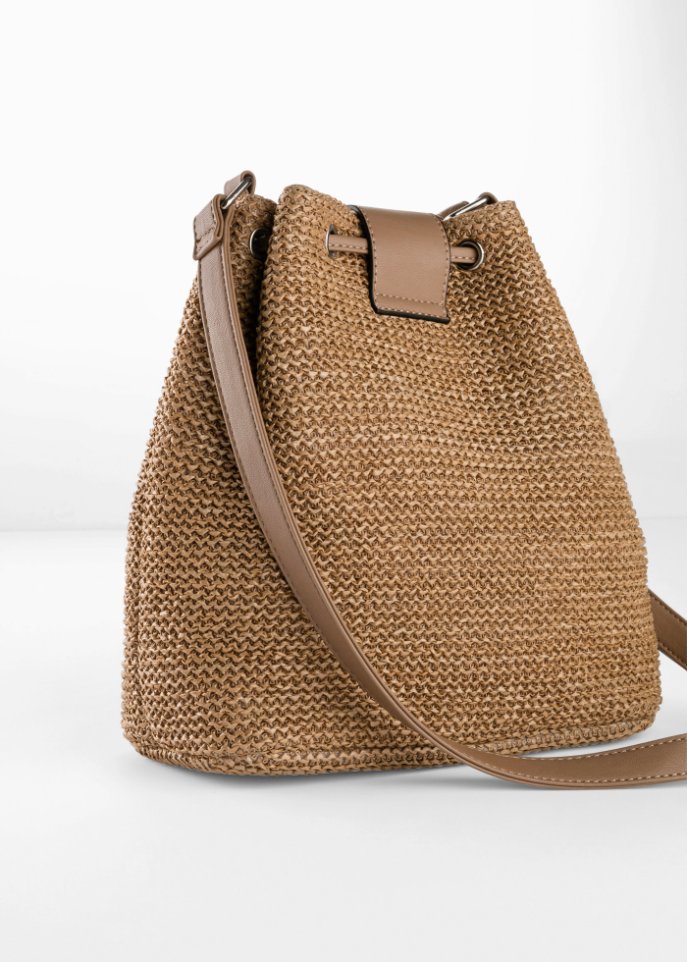 Beuteltasche in Strohoptik