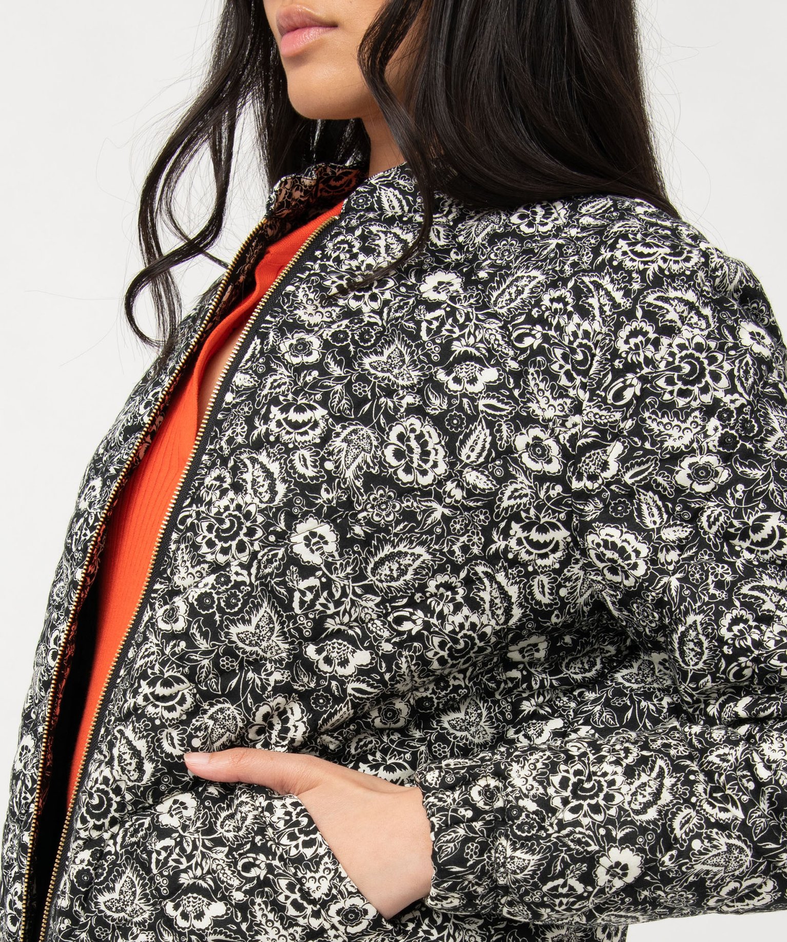 Veste femme matelassée à motifs fermeture zippée imprime | GEMO