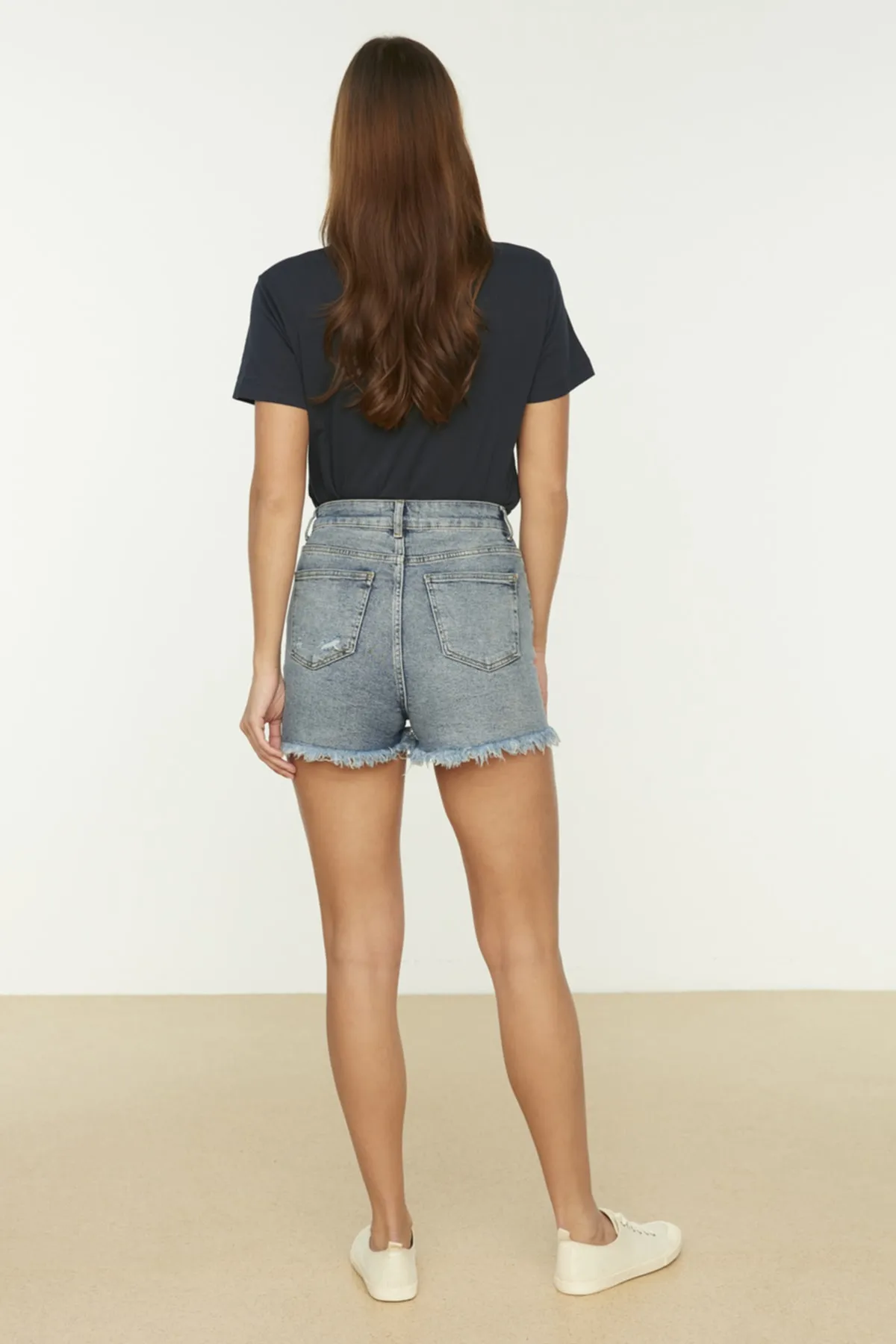 Trendyol Collection  Shorts - Blau - Hoher Bund