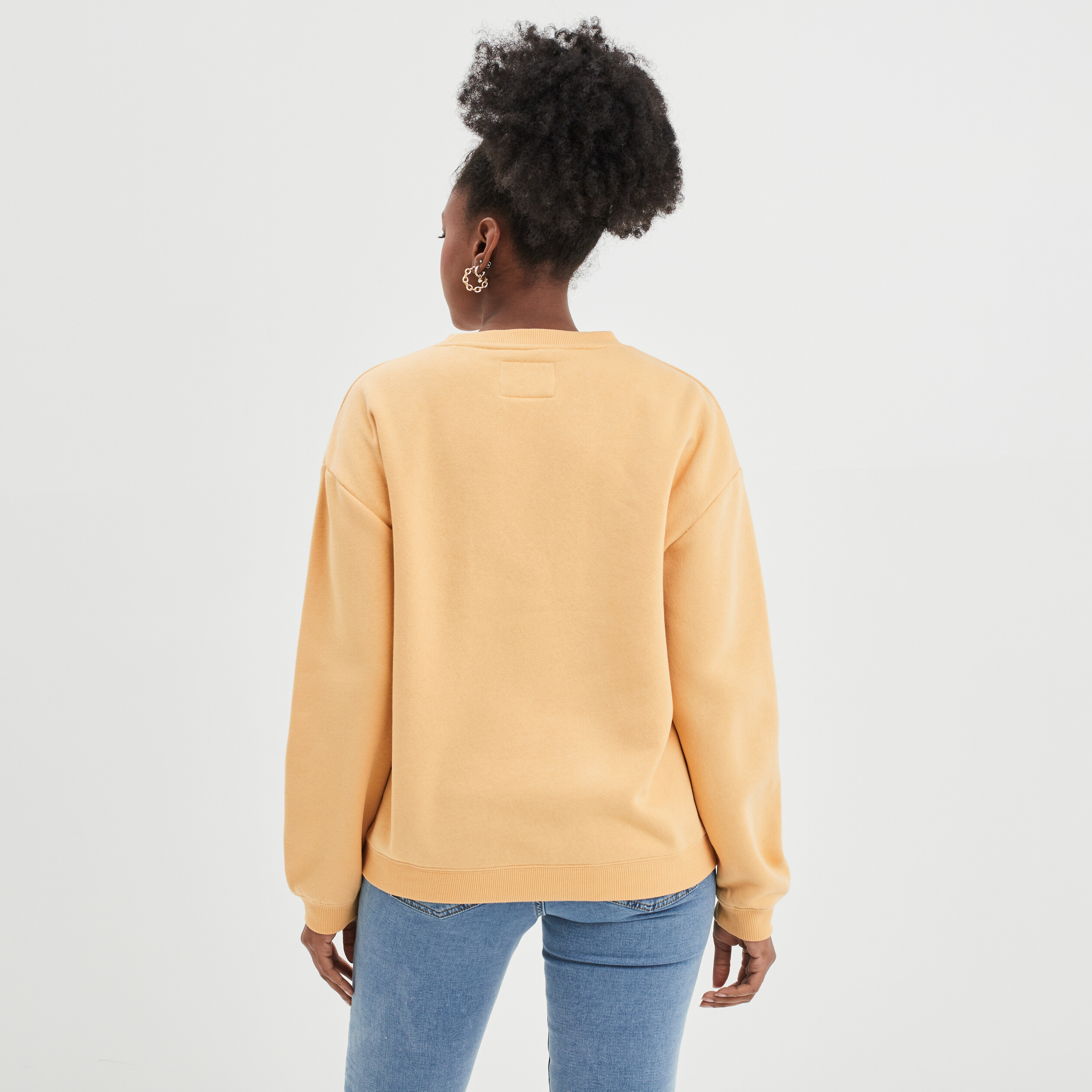 Sweat col rond manches longues Creeks jaune or femme | La Halle