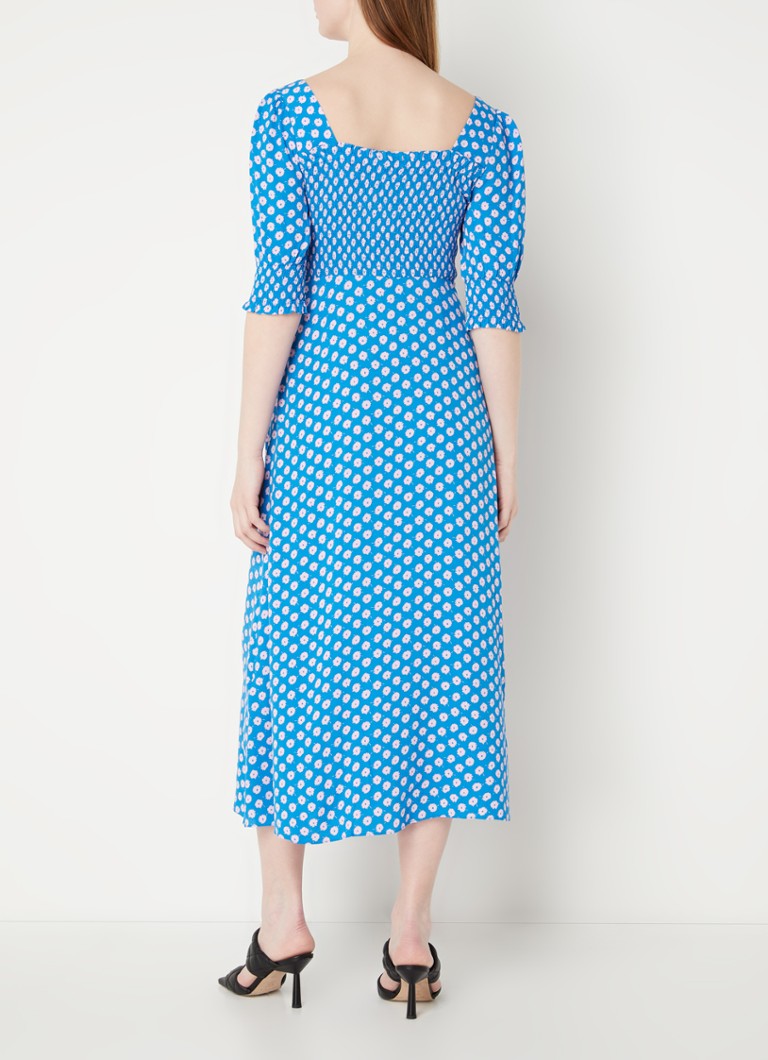 Rochie midi tip cămașă Whistles cu volane și imprimeu floral.