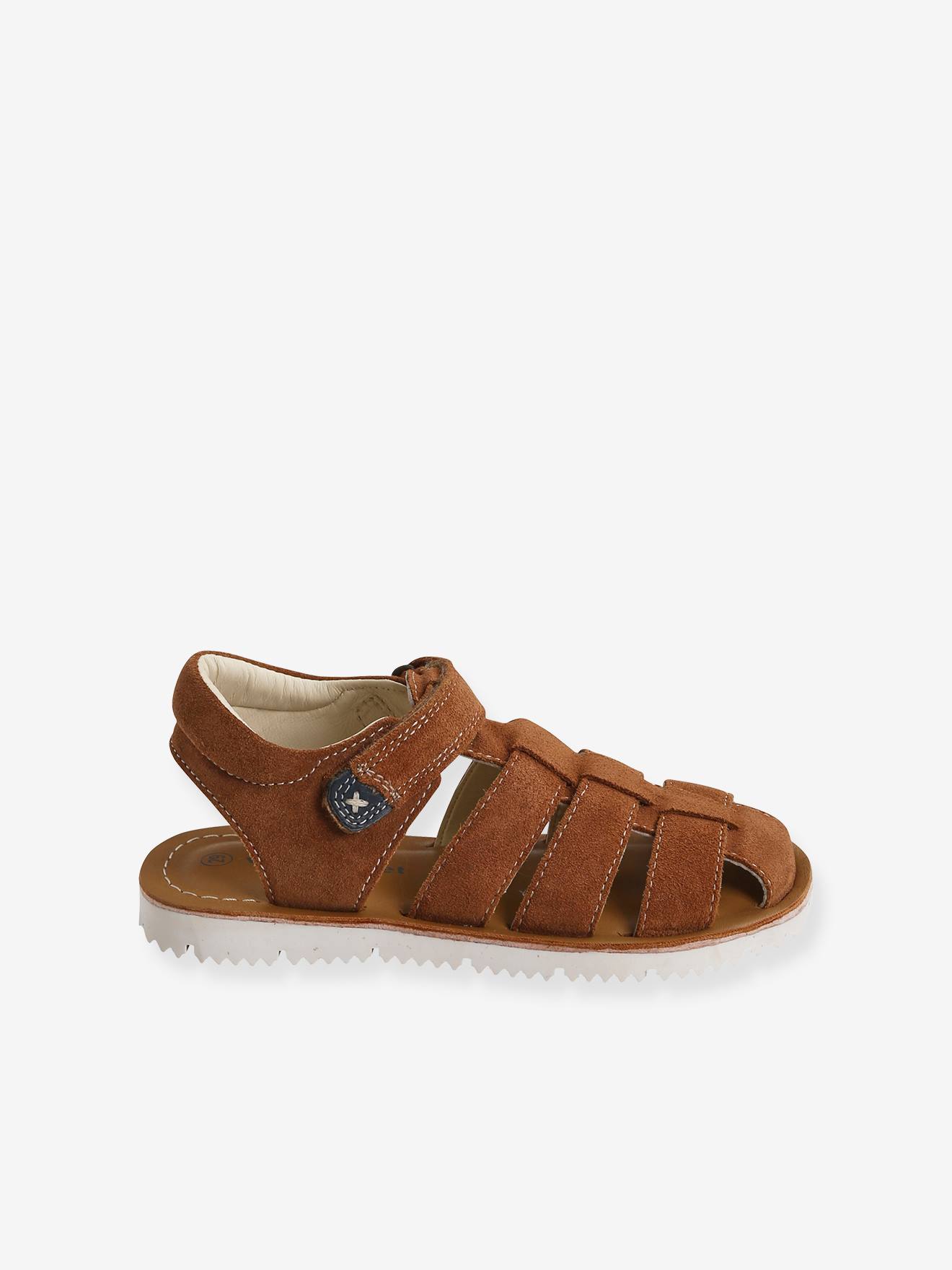 Vertbaudet Jungen Klett-Sandalen - camelfarben