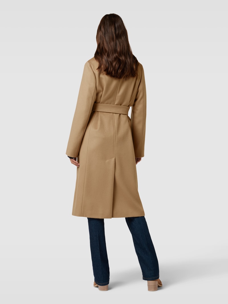 Mantel aus Wolle mit Bindegürtel in camel