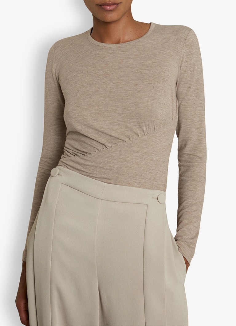 Reiss Ana top in wool blend with ruffles and mixed design