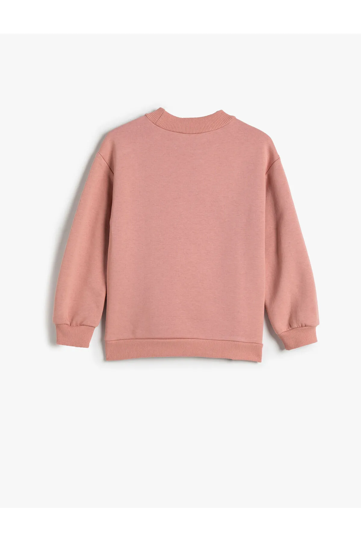 Koton  Sweatshirt aus roségoldener Katze mit Rundhalsausschnitt und Kängurutasche aus Baumwolle