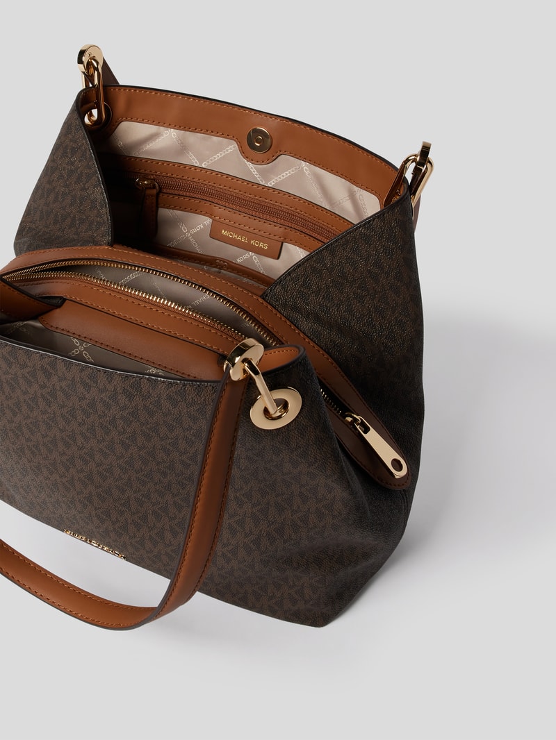 Handtasche mit Logo-Muster in schokobraun