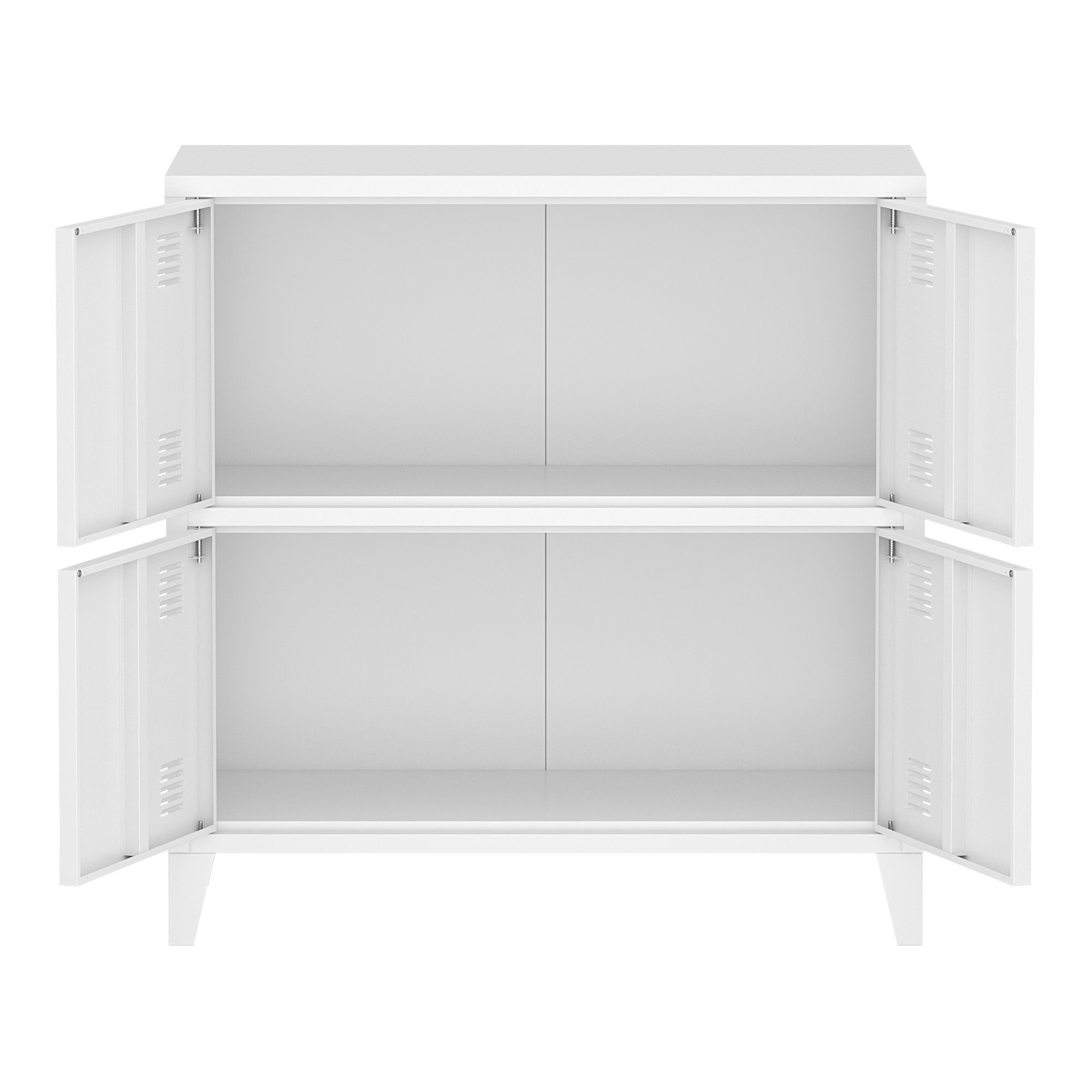 en.casa Mehrzweckschrank Hamina Büroschrank mit 4 Türen 80x40x82 cm Weiß