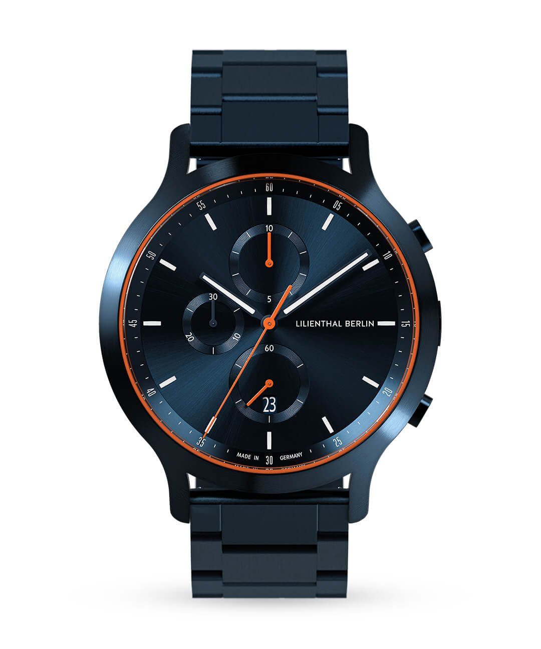 Lilienthal Berlin Chronograph Chronograph Blue Orange - Edelstahl Blau